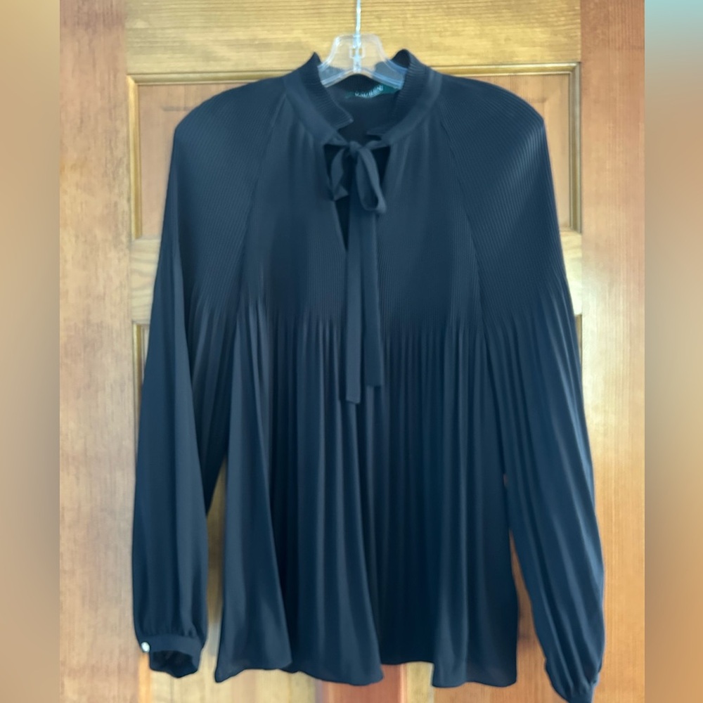 Ralph Lauren Black Tie-Neck Blouse
